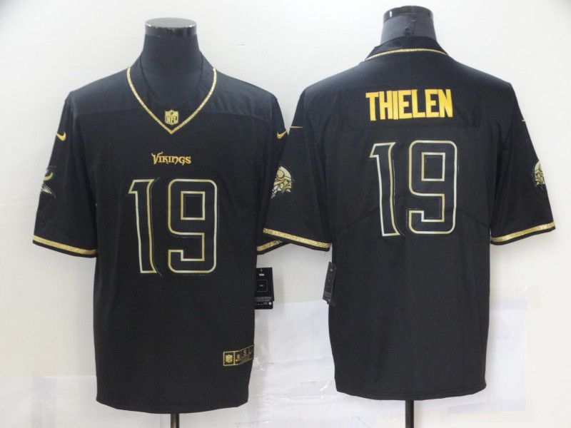 Men Minnesota Vikings #19 Thielen Black Retro Gold Lettering 2021 Nike NFL Jersey->san francisco 49ers->NFL Jersey